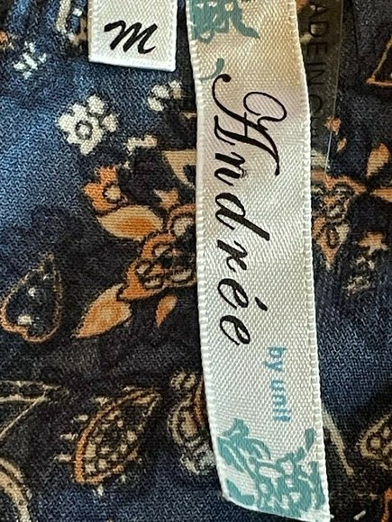 Andree By Unit Women 3/4 Sleeve Tunic Top or Short Dress SZ Medium Blue Paisley - Picture 6 of 6
